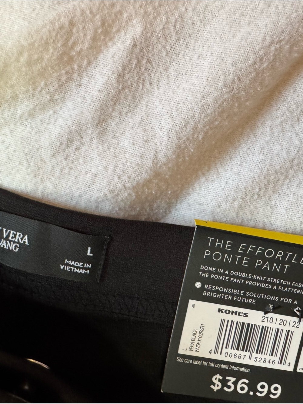 Simply Vera Vera Wang Black Ponte Pants Mid Rise Slim Straight Stretch L NWT - Picture 2 of 8